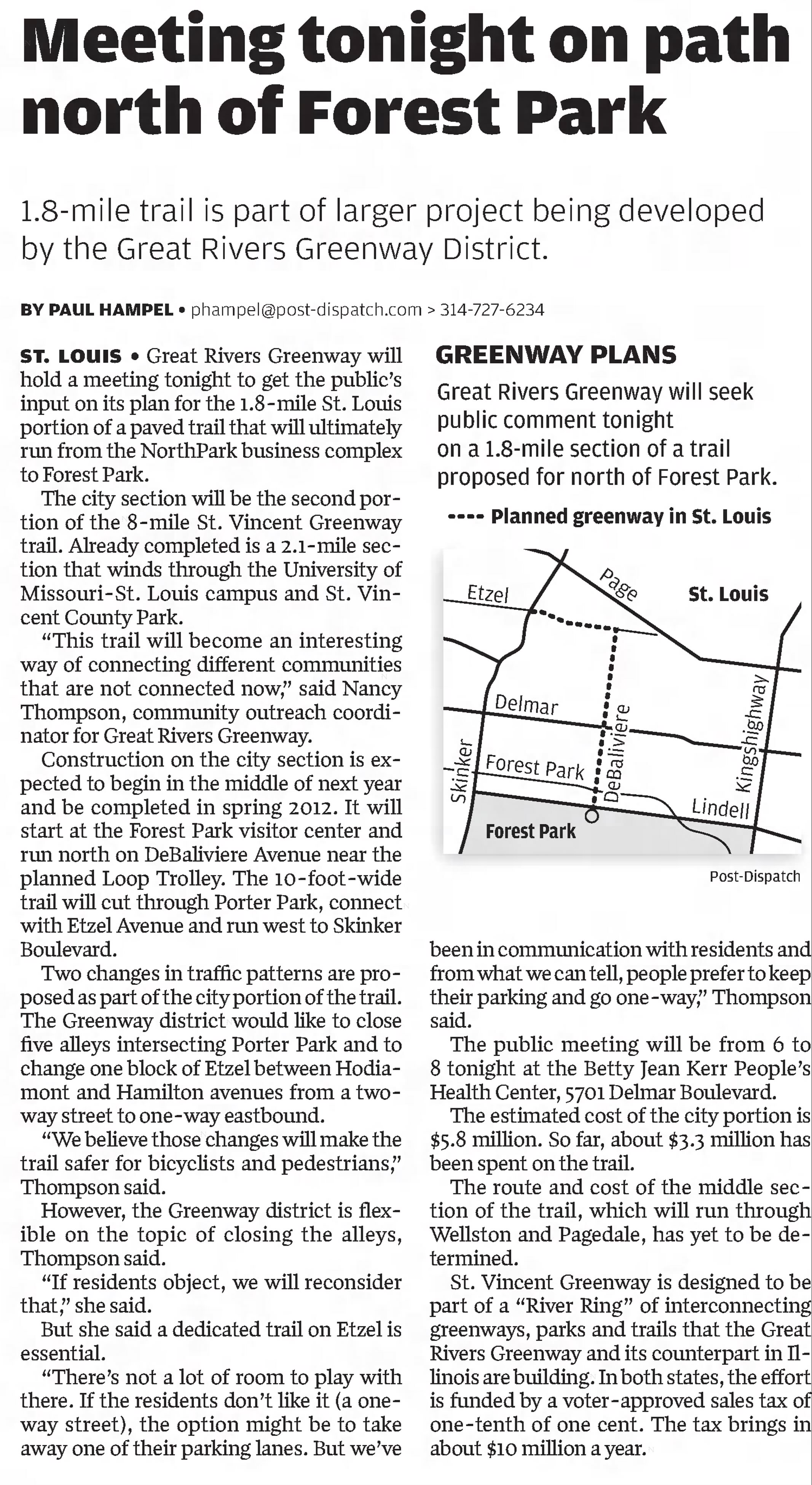 Meeting tonight on path north of Forest Park
https://www.newspapers.com/image/152354610/