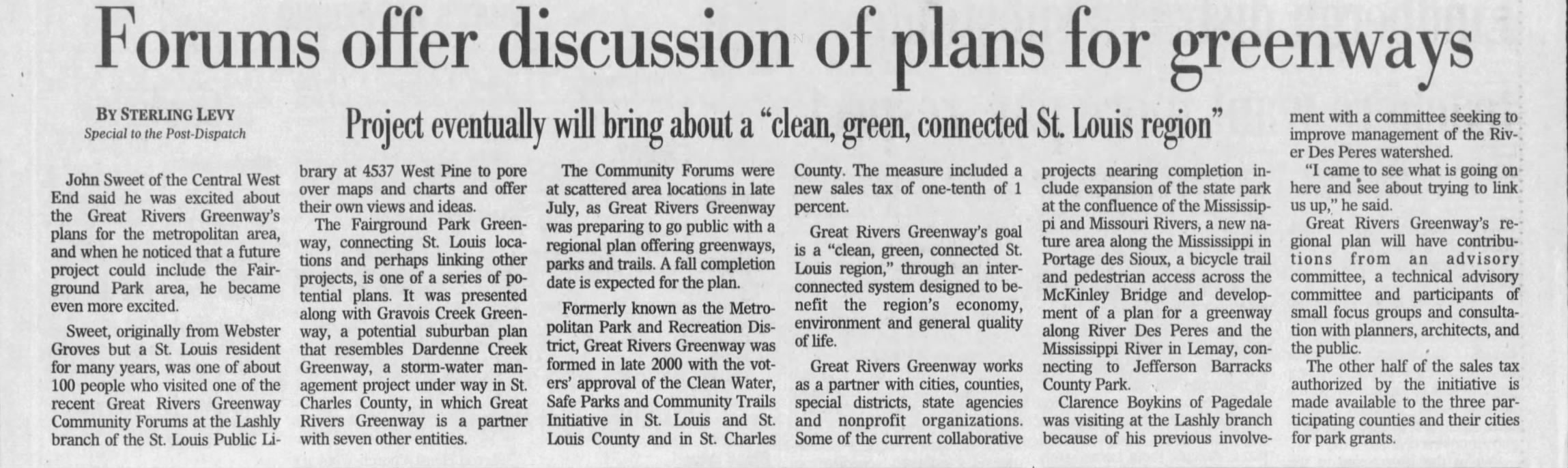 Forums offer discussion of plans for greenways
https://www.newspapers.com/image/141018569/
