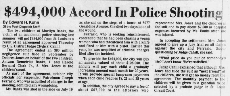 June 1984 Marilyn Banks Settlement