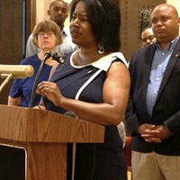 MO State Reps Karla May, Jeanette Mott-Oxford and community leaders shared their concerns about the Attorney General's dismal report on racial profiling at a press conference (2019).